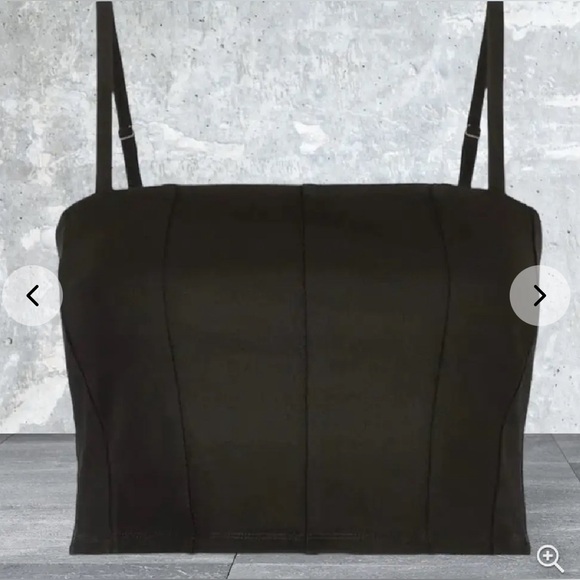 11 Honore Shayla Cropped Tank Top Black attached inner Shelf Bra  Size 1… - Picture 2 of 11